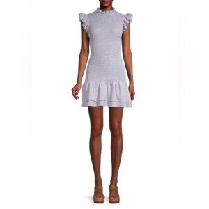 NWT French Connection Mini Dress Purple Romantic Cottage Ruffle Fairy Spring, S